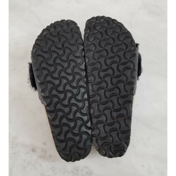 Birkenstock Madrid Big Buckle Black Oiled Leather Shearling Size 38 Narrow - Picture 5 of 6